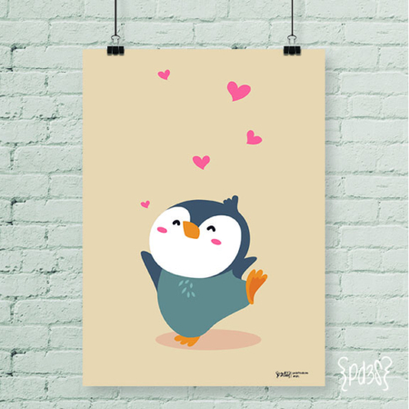 Par de 3 Studio lamina pingüino love