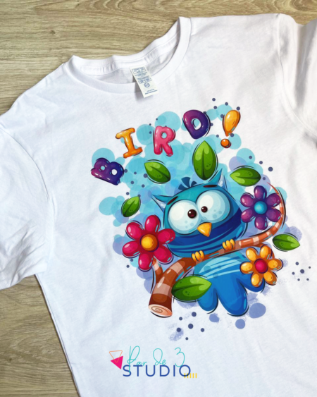 Par de 3 Studio camiseta infantil pájaro azul