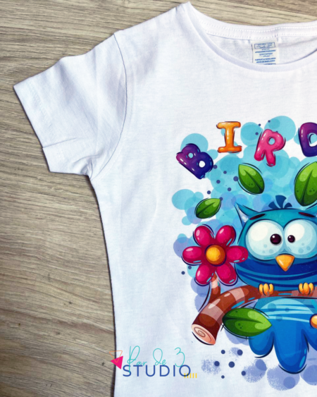 Par de 3 Studio camiseta infantil pájaro azul