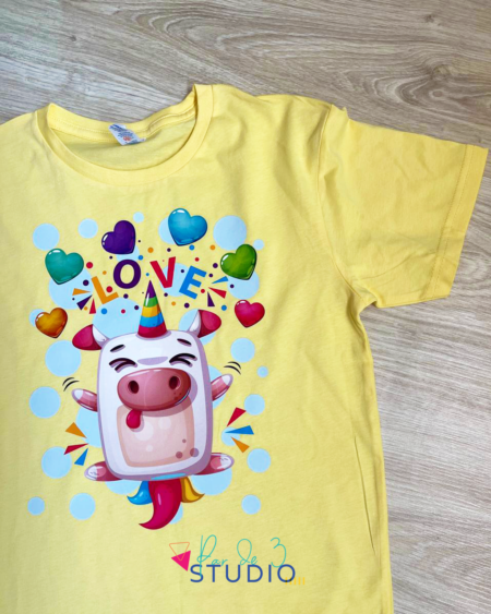 Par de 3 Studio camiseta unicornio love