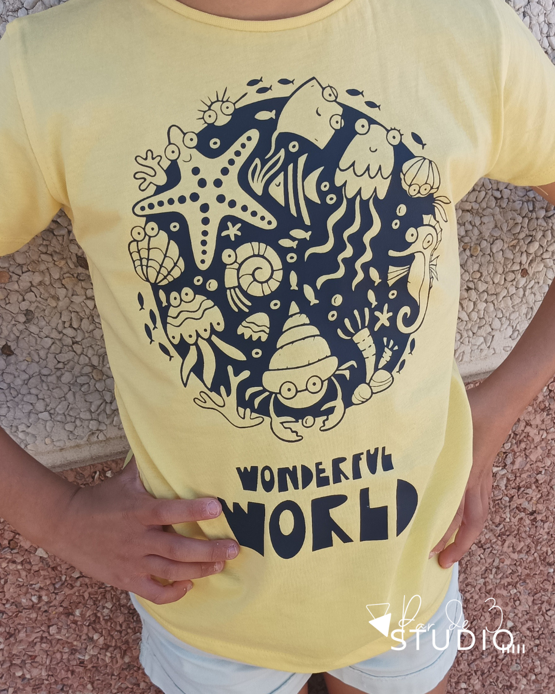 Par de 3 Studio camiseta wonderful world 