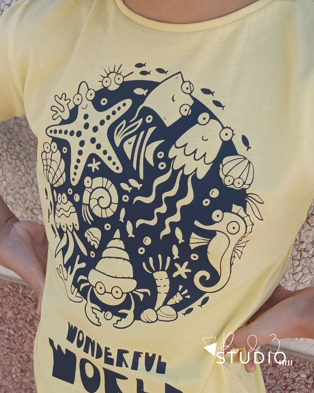 Par de 3 Studio camiseta wonderful world 