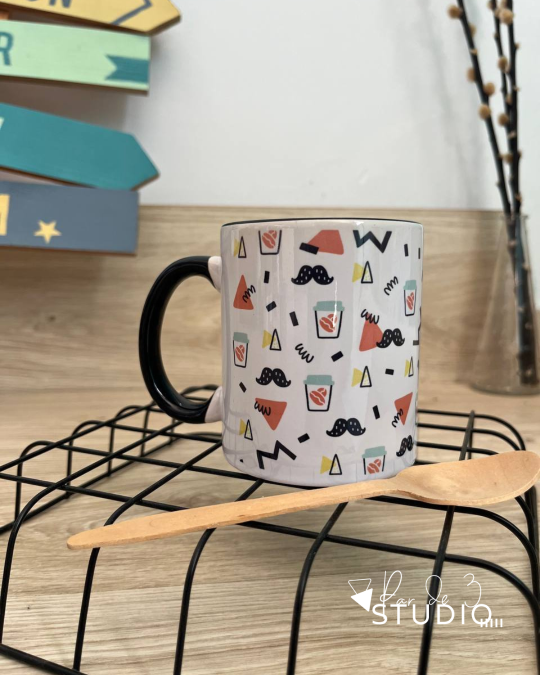 Par de 3 Studio taza personalizada