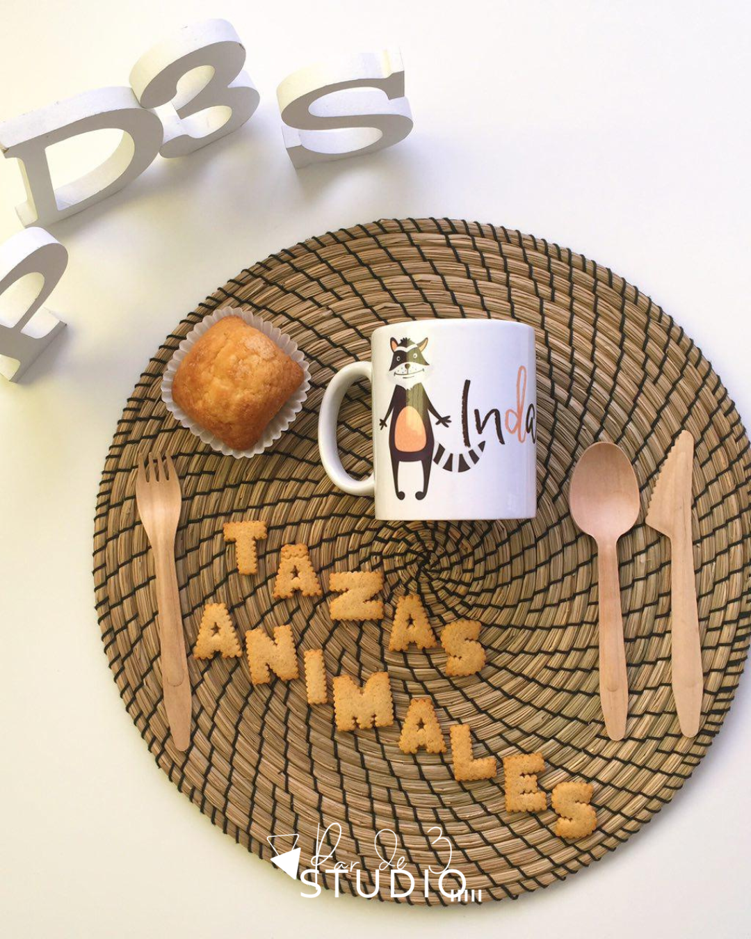 Par de 3 Studio tazas animales