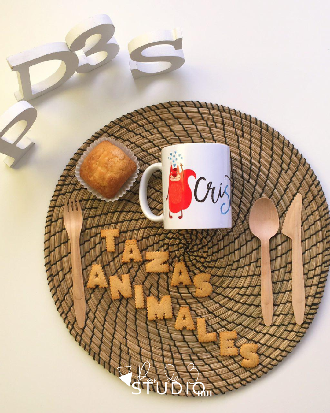 Par de 3 Studio tazas animales